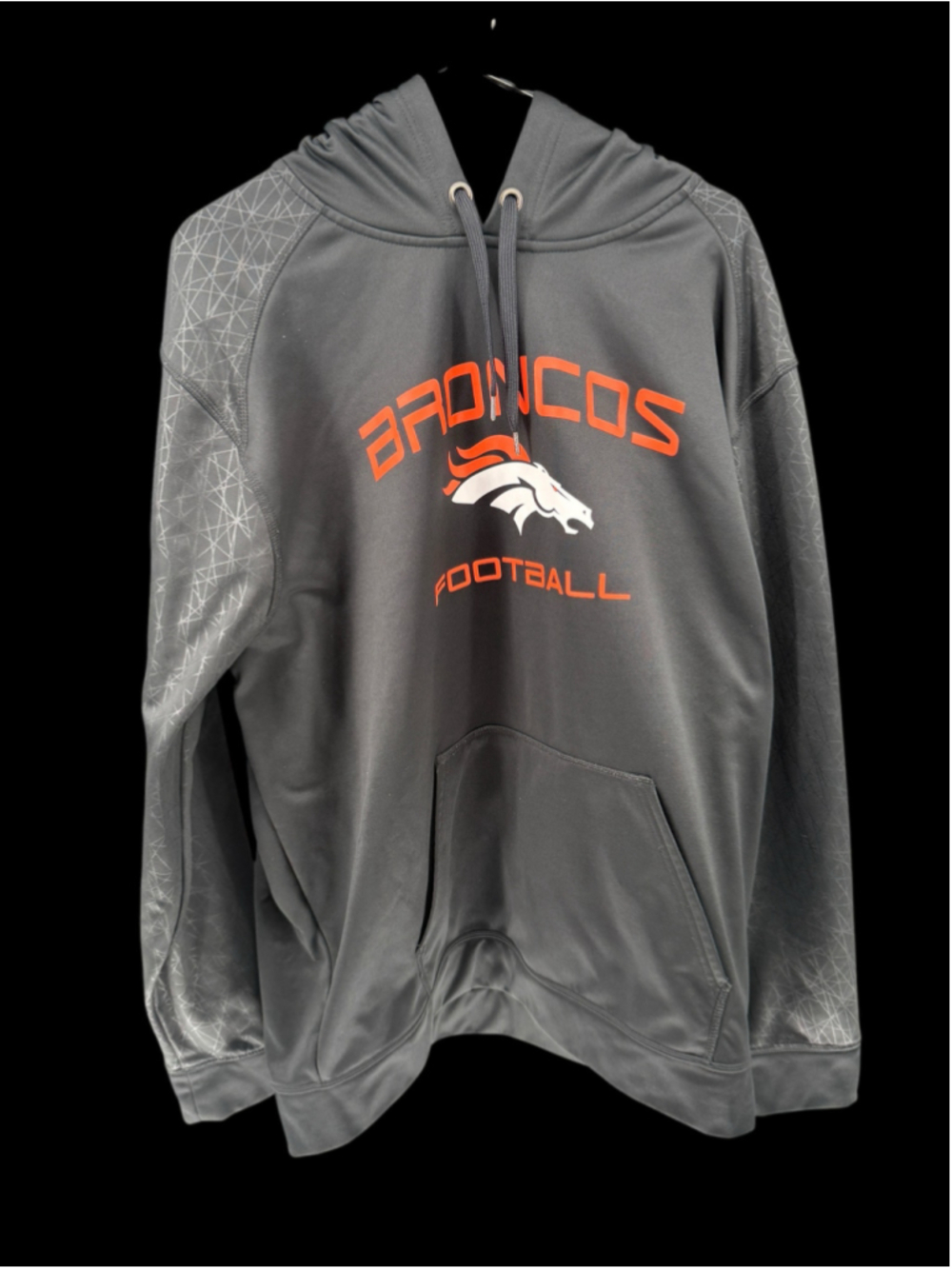 Men's Majestic Denver Broncos Hoodie Sweatshirt XXL Grey Orange